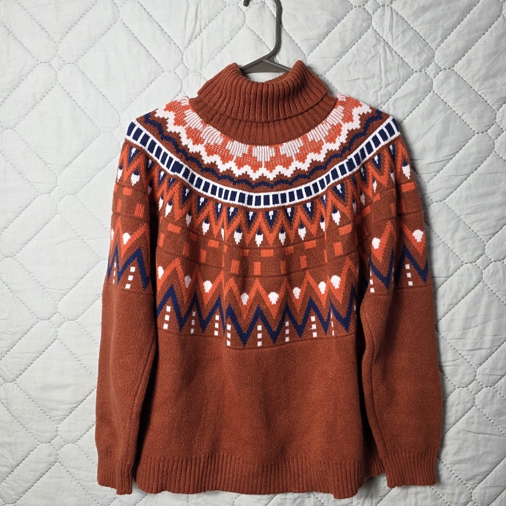 Women's Knitted Retro Round Neck Loose Pullover Sweate Sz L - Picture 4 of 8